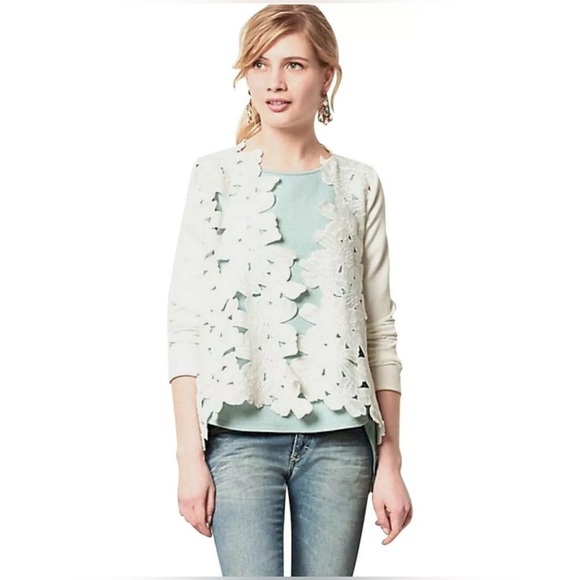 SUNDAY IN BROOKLYN Anthropologie ‘Snow On Daisies’ XS White Lace Embroidery NICE - Picture 4 of 16